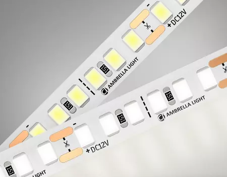 5м. Светодиодная лента белого света 4500K, 2835, 14.4W, 12V, 180LED/m, IP20 Ambrella light ILLUMINATION LED Strip GS1302