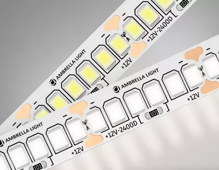 5м. Светодиодная лента белого света 4500K, 2835, 17W, 12V, 240LED/m, IP20 Ambrella light ILLUMINATION LED Strip GS1402