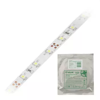 5м. Светодиодная лента дневного цвета 2835, 6500К, 4,8W, 12V, 60LED/m, IP20 Volpe ULS-Q320 2835-60LED-m-8mm-IP20-DC12V-4.8W-m-5M-6500K - (UL-00004537)