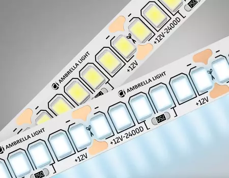 5м. Светодиодная лента холодного света 6500K, 2835, 19.2W, 12V, 240LED/m, IP20 Ambrella light ILLUMINATION LED Strip 12VGS1503