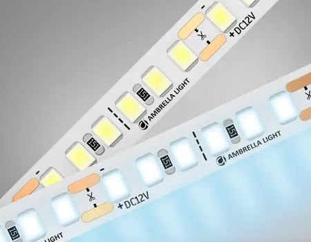 5м. Светодиодная лента холодного света 6500K, 2835, 14.4W, 12V, 180LED/m, IP20 Ambrella light ILLUMINATION LED Strip 12VGS1303
