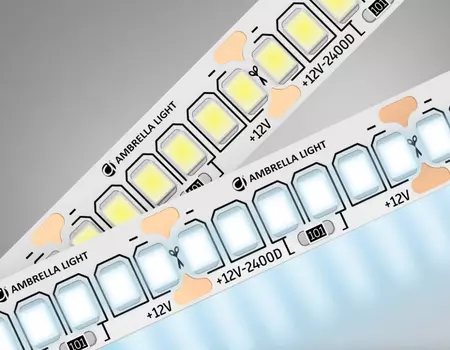 5м. Светодиодная лента холодного света 6500K, 2835, 17W, 12V, 240LED/m, IP20 Ambrella light ILLUMINATION LED Strip GS1403