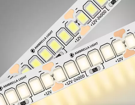 5м. Светодиодная лента теплого света 3000K, 2835, 19.2W, 12V, 240LED/m, IP20 Ambrella light ILLUMINATION LED Strip 12VGS1501
