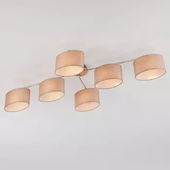 60083/6 хром Потолочная люстра с бежевыми абажурами Eurosvet Elipse