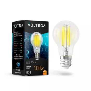 Филаментная светодиодная лампа E27 10W 2800К (теплый) Crystal Voltega 7102
