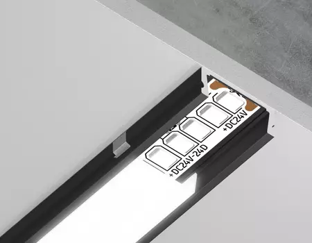 Алюминиевый профиль накладной 15.5*6 для светодиодной ленты до 11мм Ambrella light ILLUMINATION Alum GP1700BK