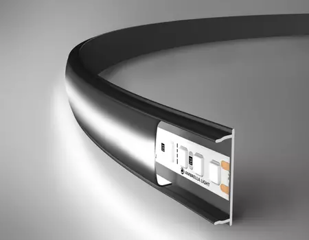 Алюминиевый профиль накладной гибкий 18*4 для светодиодной ленты до 15мм Ambrella light ILLUMINATION Alum GP1600BK/BK