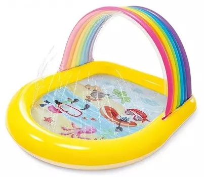 Бассейн надувной "Радуга" с навесом и фонтанчиками, Intex 147х130х86см 57156NP (28273279)