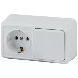 Блок розетка-выключатель двухклавишный (белый) Quadro Intro 2-701-01 (Б0036149)