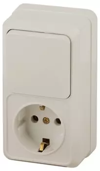 Блок розетка-выключатель одноклавишный (слоновая кость) Quadro Intro 2-705-02 (Б0036166)