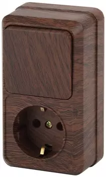 Блок розетка-выключатель одноклавишный (венге) Quadro Intro 2-705-10 (Б0036167)
