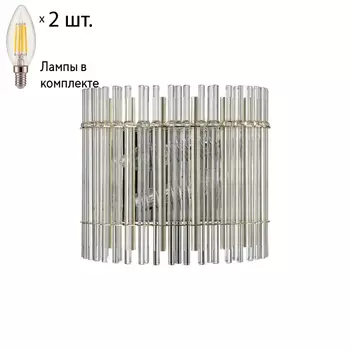 Бра Crystal Lux с лампочками AURELIO AP2 GOLD+CHROME/TRANSPARENT+Lamps E14 Свеча