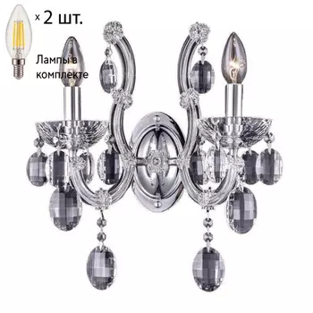Бра Crystal Lux с лампочками Hollywood AP2 Chrome+Lamps E14 Свеча