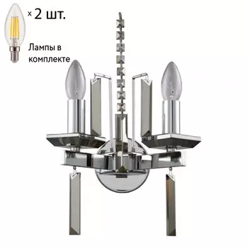 Бра Crystal Lux с лампочками MARRON AP2 CHROME+Lamps E14 Свеча