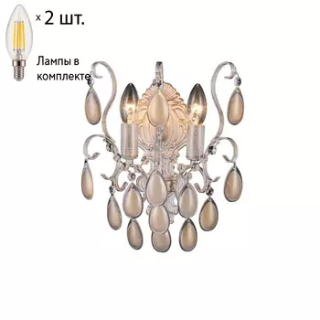 Бра Crystal Lux с лампочками Sevilia AP2 Gold+Lamps E14 Свеча