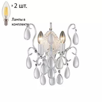 Бра Crystal Lux с лампочками Sevilia AP2 Silver+Lamps E14 Свеча