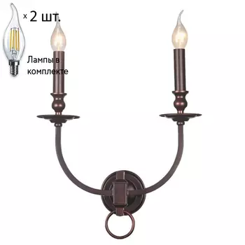 Бра Crystal Lux с лампочками Suerte Brown AP2+Lamps E14 Свеча