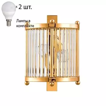 Бра Crystal Lux с лампочками TADEO AP2 GOLD/TRANSPARENTE+Lamps E14 P45