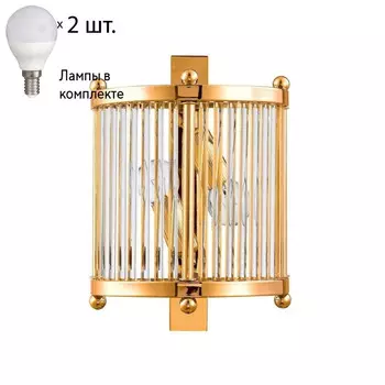 Бра Crystal Lux с лампочками TADEO AP2 GOLD/TRANSPARENTE+Lamps E14 P45