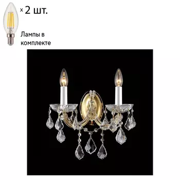 Бра Crystal Lux с лампочками Tesoro AP2+Lamps E14 Свеча