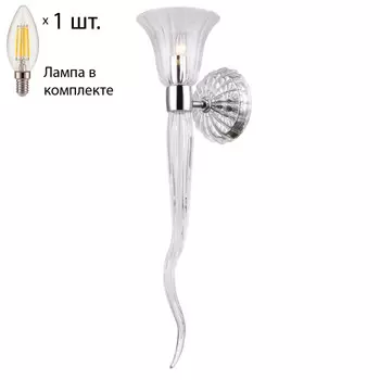 Бра Crystal Lux с лампочкой Linda AP1 Chrome+Lamps E14 Свеча