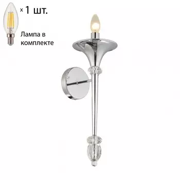 Бра Crystal Lux с лампочкой Miracle AP1 Chrome+Lamps E14 Свеча