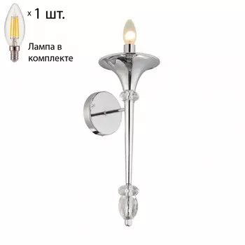 Бра Crystal Lux с лампочкой Miracle AP1 Chrome+Lamps E14 Свеча