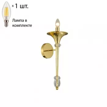 Бра Crystal Lux с лампочкой Miracle AP1 Gold+Lamps E14 Свеча