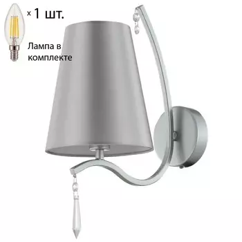 Бра Crystal Lux с лампочкой RENATA AP1 SILVER+Lamps E14 Свеча