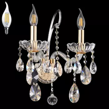 Бра с лампочками CRYSTAL LUX MONICA AP2 GOLD+Lamps