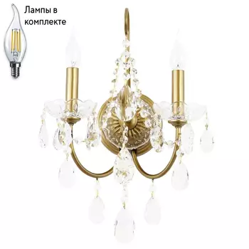 Бра с лампочками CRYSTAL LUX Odelis AP2 Gold+Lamps