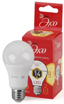 ECO LED A60-14W-827-E27 Лампа светодиодная, груша, 14Вт, 2700К, E27 Эра Б0030028