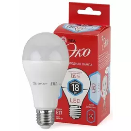 ECO LED A65-18W-840-E27 Лампа светодиодная, груша, 18Вт, 4000К, E27 Эра Б0031708
