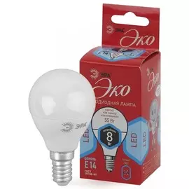 Светодиодная лампа Е14 8W 4000К (белый) Эра ECO LED P45-8W-840-E14 (Б0030023)