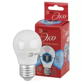 ECO LED P45-8W-840-E27 Лампа светодиодная, шар, 8Вт, 4000К, E27 Эра Б0030025