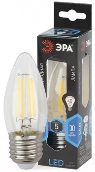 Лампа светодиодная филаментная ЭРА E27 5W 4000K прозрачная F-LED B35-5W-840-E27 Б0027934