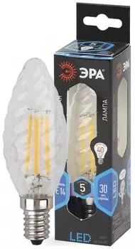 Лампа светодиодная филаментная ЭРА E14 5W 4000K прозрачная F-LED BTW-5W-840-E14 Б0027936