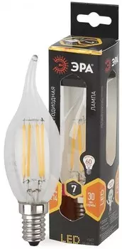 Лампа светодиодная филаментная ЭРА E14 7W 2700K прозрачная F-LED BXS-7W-827-E14 Б0027944