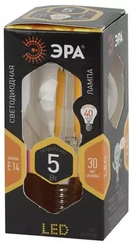 Лампа светодиодная филаментная ЭРА E14 5W 2700K прозрачная F-LED P45-5W-827-E14 Б0019006