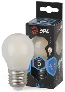 Лампа светодиодная филаментная ЭРА E27 5W 4000K матовая F-LED P45-5W-840-E27 frost Б0027932