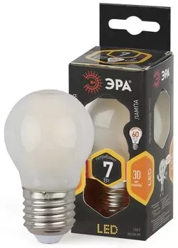 Лампа светодиодная филаментная ЭРА E27 7W 2700K матовая F-LED P45-7W-827-E27 frost Б0027958