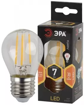 F-LED P45-7W-827-E27 Лампа светодиодная, шар, 7Вт, 2700К, E27 Эра Б0035591