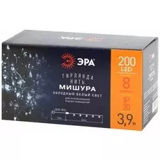 Гирлянда LED Мишура 3,9 м белый провод, холодный свет, 220V ENIN - WC ЭРА (Б0047971)