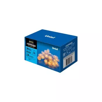Гирлянда LED Шишки (2.8м.) теплый Uniel ULD-S0280-020-DTA (9582)