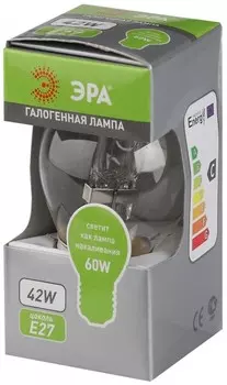 Галогенная лампа E27 42W 3000К (теплый) Эра HAL-P45-42W-230V-E27-CL (C0038553)