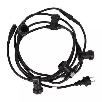 Электрогирлянда Винтаж Vegas 5 патронов, без ламп, цоколь Е27, длина 2,5м, IP67, соединяемая, черная 55140