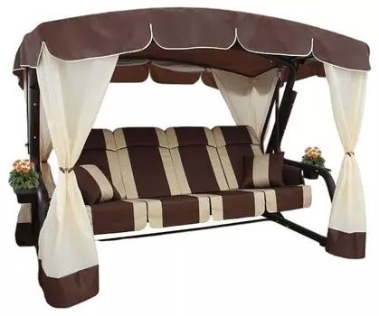 Качели с тентом четырехместные Эдем Люкс Bigarden Садовые качели ЭДЕМ ЛЮКС, шоколадный, каркас шоколад (Код: 2017-КД-59/Л)