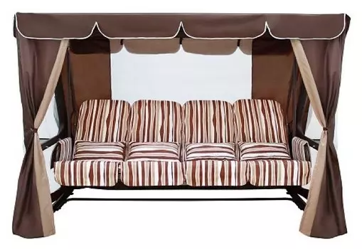 Качели с тентом четырехместные Элит Люкс Bigarden Качели садовые Элит Люкс+ Шоколад (Код: 2016-КД-41/Л+)