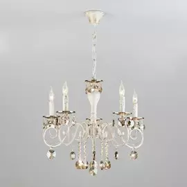 Классическая хрустальная люстра 10104/5 белый с золотом/тонированный хрусталь Strotskis