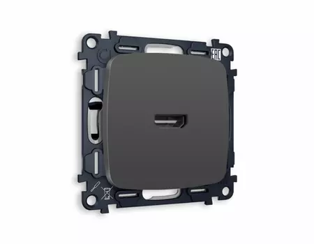 Комплект механизма розетки HDMI 2.0 OMEGA MO914010 Графит мягкое касание 40V/500mA 2.0GHz 5-18Gbit/s QUANT